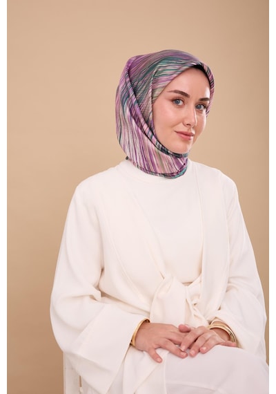 Silk Home Twill İpek Eşarp 11484-13 Camgöbeği, Mor, Pudra, Taş, Yeşil