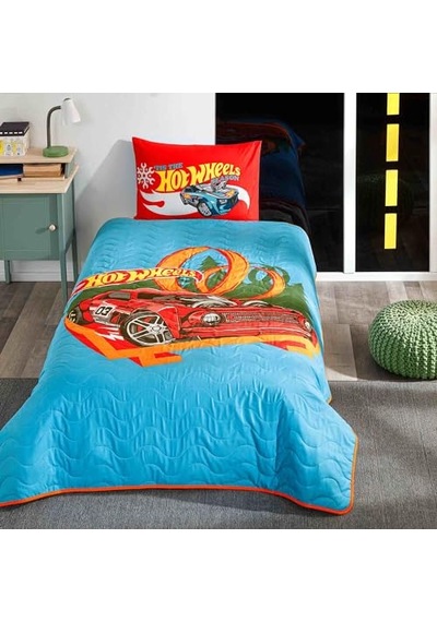 Hot Wheels Çizgi Film Karakteri Pamuk-polyester Karışım Yatak Örtüsü Seti, Çok Renkli, Küçük Tek Kişilik Genel