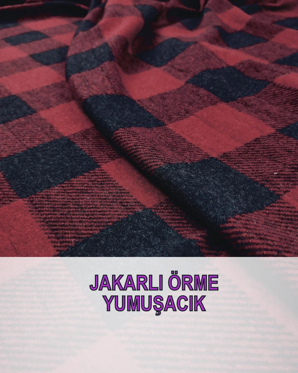 Jakarlı Örme Kırmızı Siyah Renklerde En 145 Cm X Boy 205 Cm -3709