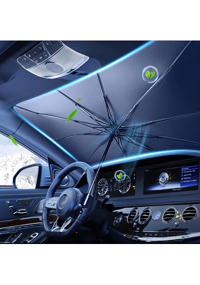 Araç İçi Ön Cam Güneşliği, Katlanabilir Şemsiye Şeklinde Otomobil Ön Cam Güneşliği,%99 Etkin Koruma, Otomobil, Suv, 140 X 79 Cm Diğer