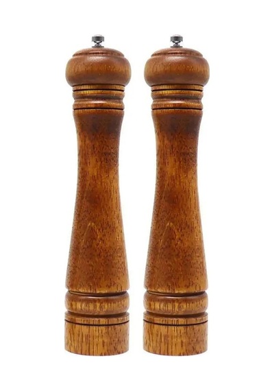Gövdeli Komple Ahşap Tuz Karabiber Değirmeni Baharat Öğütücüsü Büyük Boy 21 Cm 2 Adet Bambu
