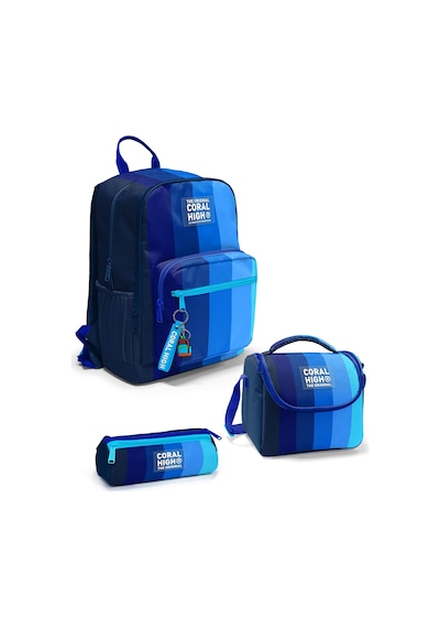Coral High Renkli Çizgili 3 Lü Okul Çanta Seti Set0123695 Lacivert - Mavi