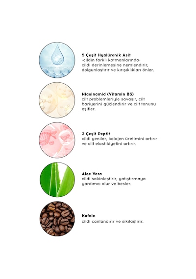 Kırışıklık Karşıtı Peptit Serum Aydınlatıcı Niacinamide Hyaluronik Asit Tüm Cilt Tipleri