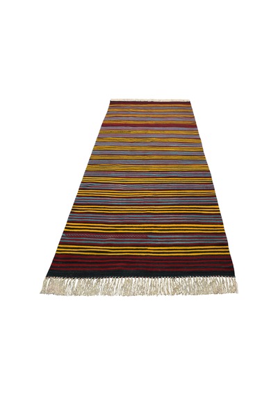 Zehra Abla Halı Yeni El Dokuma Otantik Devasa Çizgili Yahyalı Yün Kilim 7057 Çok Renkli