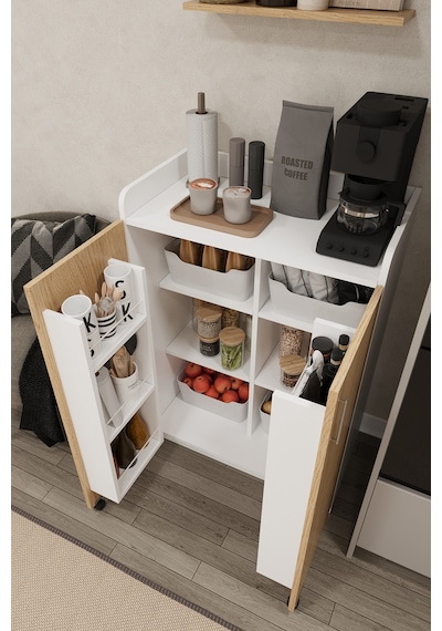 Asra Trend MK-09 %100 MDF 80x102 cm Çok Amaçlı Mutfak Kiler Dolabı Kapak İçi Raflı Kahve Köşesi Beyaz Karina Asra Trend MK-09 %100 MDF 80x102 cm Çok Amaçlı Mutfak Kiler Dolabı Kapak İçi Raflı Kahve Köşesi Beyaz Karina