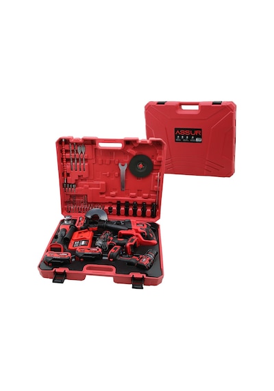 4pcs Usta Elektrikli Alet Seti Şarjlı 21v Matkap - Vidalama - Spral Taşlama - Somun Plastik Çantalı Asr-1122 5399