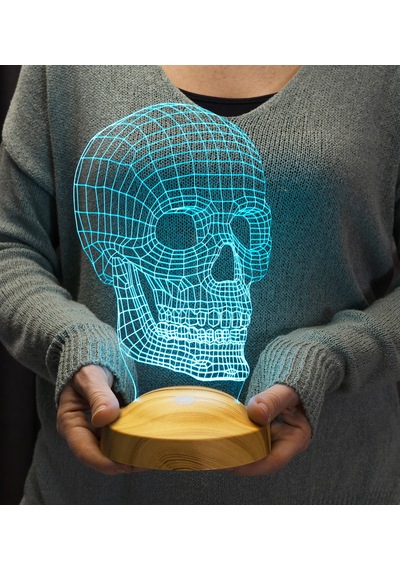 Kuru Kafa Tasarımlı 3D LED Lamba, 3 Boyutlu Kafatası Dijital Artwork Gece Lambası, Kurukafa Gotik Hediye