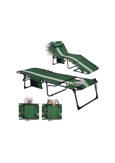 Kingcamp Magnolia B10 Hands-free Premium 7 Kademeli Katlanır Şezlong G.white Yeşil