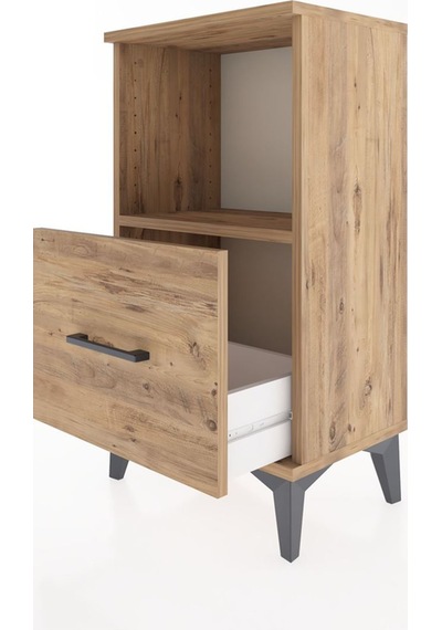 Arges Komodin Tek Raflı Tek Çekmeceli 44x30x80 Çam-çam Çam