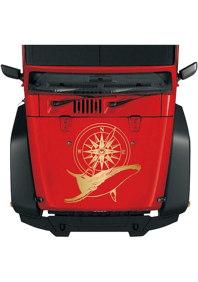 Balina Ve Pusula Sticker - Araba Oto Motosiklet Karavan Cam Sticker - 00082 30 Cm
