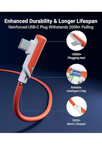 5 M Usb-c Vr Kablo Quest2/quest Pro/pico 4 Uyumlu Yüksek Hızlı Bağlantı Kablosu Turuncu