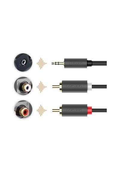 3.5mm Aux Rca Ses Kablosu, 1 Metre, Antrasit Belirtilmemiş