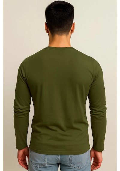 Axxel Erkek Haki Uzun Kollu T-shirt-d240 Haki