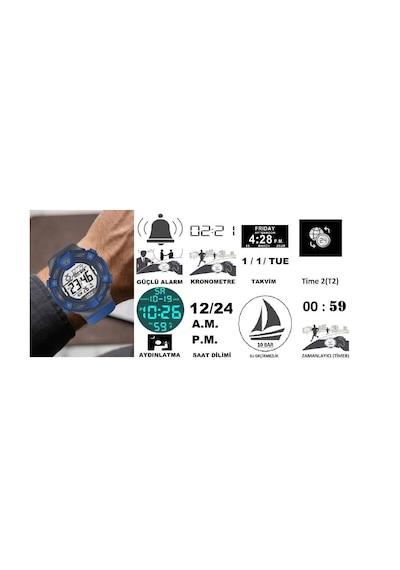 Jaga Jl M1267-oece 640051 100 M Kronometreli Alarmlı Işıklı Genç Kol Saati Çok Renkli
