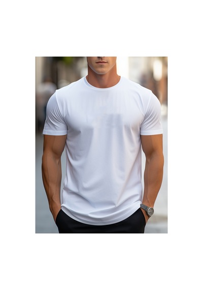 Caddemia Yaz Gevşek Boyut Los Angeles Grafik Baskılı Slim Fit Gündelik Spor Yuvarlak Beyaz 2XL