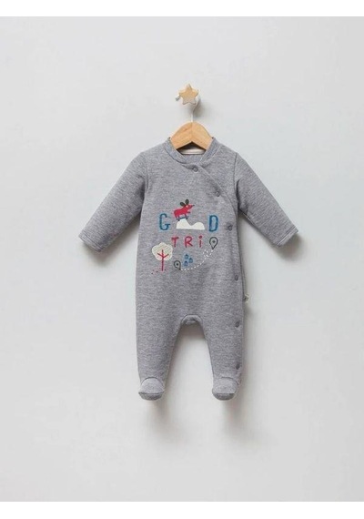 Tongs Baby Erkek Bebek Öncen Çıtçıt Kapamalı Patikli Tulum-14941 Gri