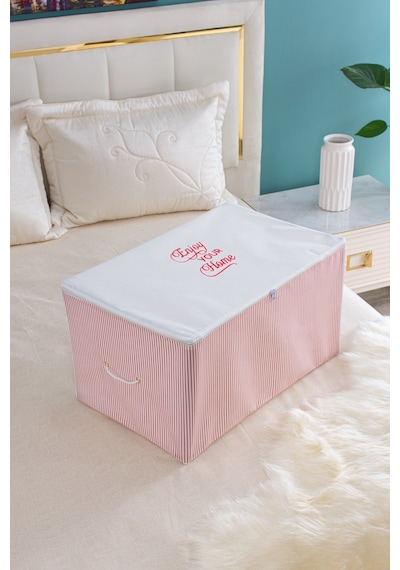 Serstil Orta Boy Baskı Detaylı Pembe Çizgili Hurç 63 X 40 X 34 Cm