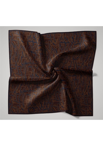 Silk Home Soft Pamuk Eşarp Kızıl Kahve Lacivert Taba Geometrik Desenli Hafif Dokulu 90x90 Çok Renkli