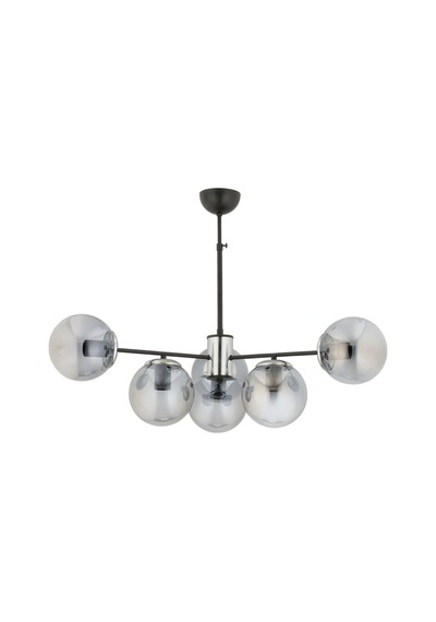 İbiza 6'lı Füme Glob Camlı Modern Sarkıt Avize Oturma Odası Salon Antre Siyah Siyah