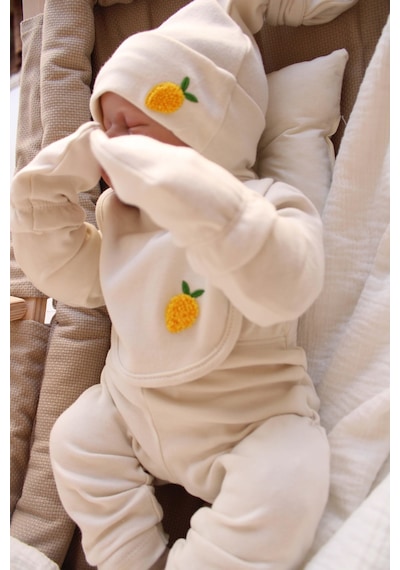 Oh Lala Koala Limon Nakışlı 5li Uzun Kollu Yenidoğan Set Krem