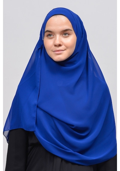 Altobeh Hazır Pratik Taşlı Malezya Tesettür Şifon Şal - Saks
