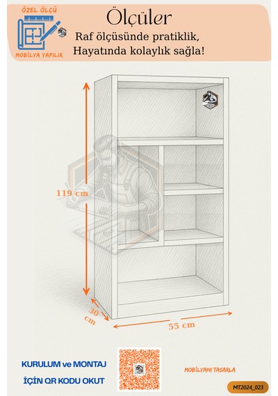 Tamamı Mdf 5 Bölmeli Modern Beyaz Kitaplık Salon/yatak Odası/çalı