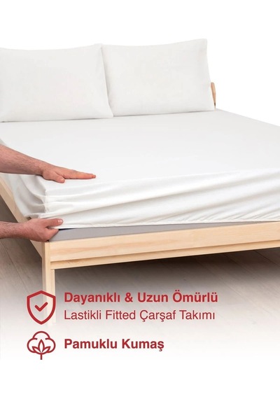 Krem Penye Lastikli Çarşaf Pamuklu Kumaş Tek/çift Kişilik