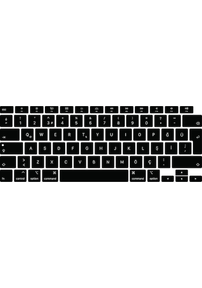 Arabulalaca Apple Uyumlu MacBook Air 13 İnç 2020 A2337 M1 Işlemcili Türkçe Q Silikon Klavye Koruyucu Siyah