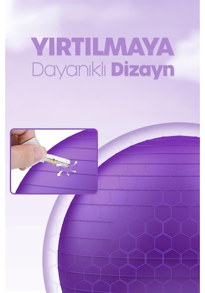 65 Cm Pilates Topu Ve Pompa Seti 155-170 Cm Boy İçin Uygun Dayanıklı Anti-slip Mor