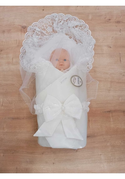 Kumru Kristal Kı Bebek Kundağı Unisex Bebek Dış Kundak Battaniyesi Hastane Çıkışı Kundak Battaniye Ekru