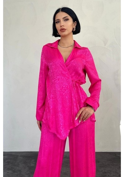 Defymoda Fuşya Jakarlı Biye Takım Fuşya