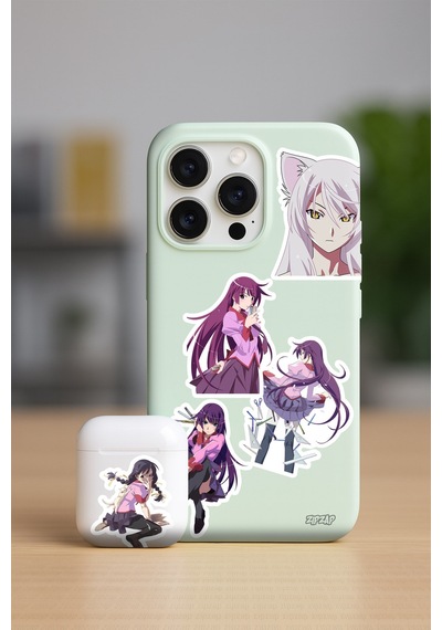 Monogatari Anime Telefon Laptop Bullet Journal Yapışkanlı Folyo Sticker Paketi 26 Adet Çok Renkli