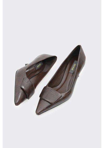 Derinet Kısa Topuklu Kadın Stiletto Kahve Kahve