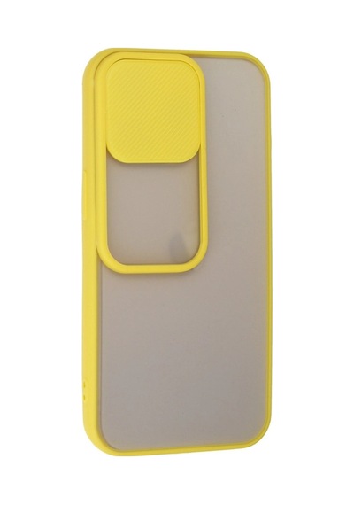 Apple iPhone Uyumlu 13 Pro Kılıf Palm Buzlu Kamera Sürgülü Silikon - Sarı İtdark35486
