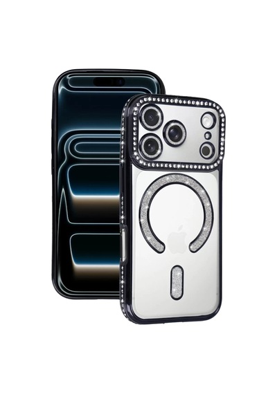 Newface Apple İphone 17 Pro Joke Simli Magneticsafe Kılıf - Siyah