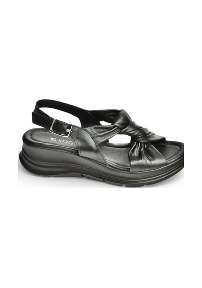 Fox Shoes Y555210603 Siyah Hakiki Deri Kadın Sandalet Siyah