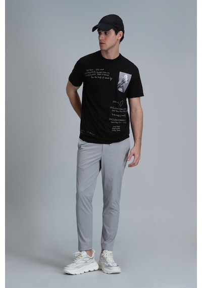 Lufian Erkek Fred Modern Grafik T-shirt 111020219 Siyah