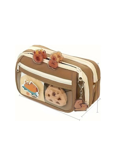 Capybara Kalem Kutusu Kapibara Kalemlik Büyük Kapasiteli Aksesuarlı Geniş Büyük Boy Kawaii Kore Tarzı Sevimli Kalem Kutusu 1 Adet Doll+5 Adet Sticker Dahildir Diğer