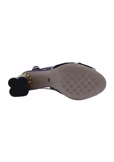 Poletto Hakiki Deri /tekstil Altın-sax Mavı Sandalet Topuklu 380 13-527 Altın