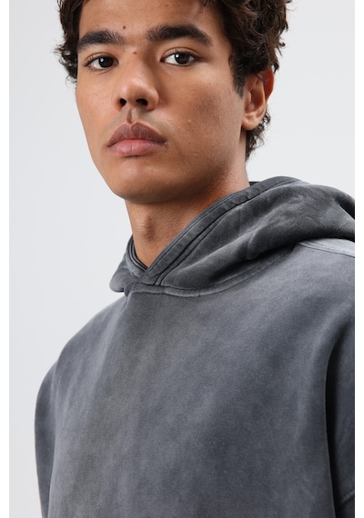 Vamos Oversize Nakış Detaylı Hoodie Siyah