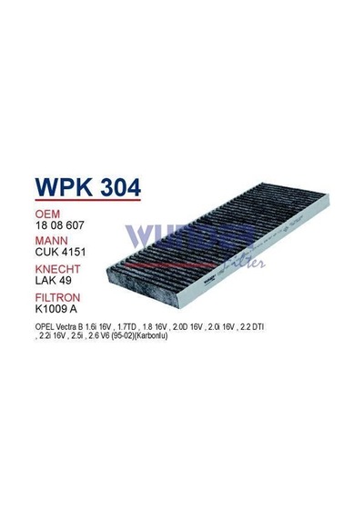 WUNDER WPK304 Polen Filtresi Opel Vectra B (Karbonlu)