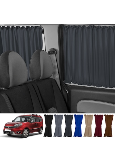 Pandami Fiat Doblo Iı Kısa Şase 2010-2023 Uyumlu Füme Raylı Oto Perde Takımı