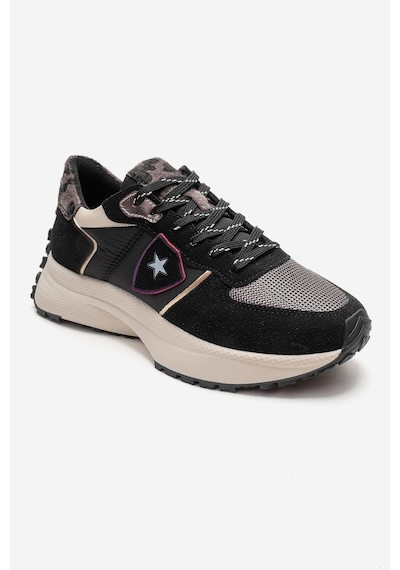 Luvishoes Bıella Siyah Süet Desenli Kadın Sneaker Siyah