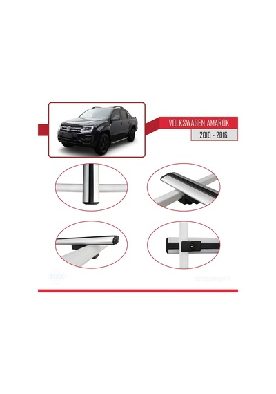 Volkswagen Amarok 2010-2016 Arası İle Uyumlu Basic Model Ara Atkı Tavan Barı Gri 3 Adet