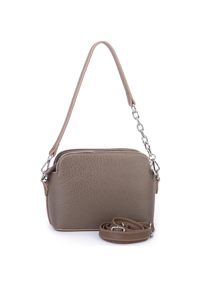 Nas Bag Kadın Sade Şık Omuz Ve Çapraz Zincirli Ve Uzun Çift Askılı 20x15 Cm Vizon Victoria