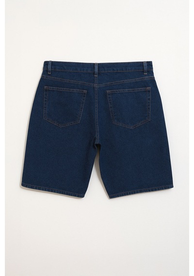 Blue White Erkek Regular Fit Rahat Kalıp Koyu Mavi Jean Şort