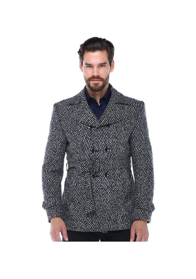 K7539 Dewberry Slım-fıt Erkek Kaban-desenli Lacivert 2 Desenli Lacivert 2