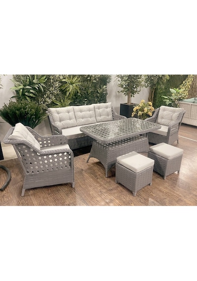 Filamak Rattan Bahçe Balkon Mobilyası 3 1 1 Masa Oturma Grubu Bora Deluxe Gri
