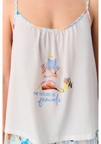 Suwen Feminine Atlet Pantolon Takımı Sh25543660a1196 Mavi Çizgi Baskılı Mavi