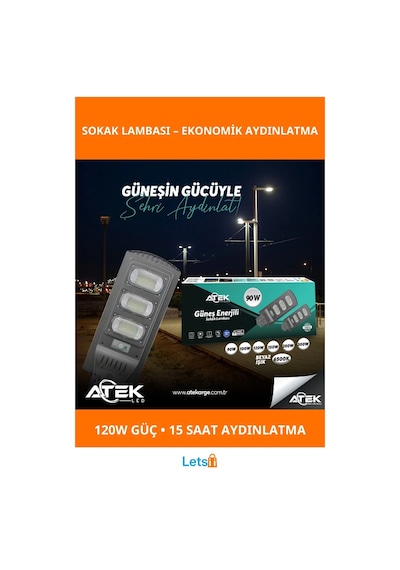 Güneş Enerjili Dayanıklı Sokak Lambası 120w Kablosuz Bahçe Aydınlatma Çok Renkli